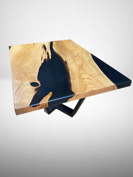 Piètement design effet acier noir de la table basse Cerezo