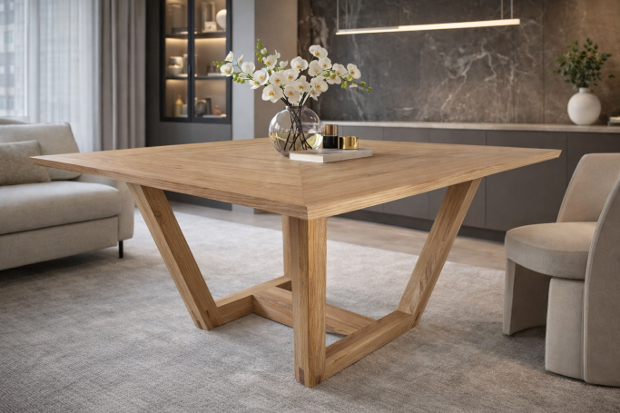 Table conviviale Squara dans un intérieur contemporain