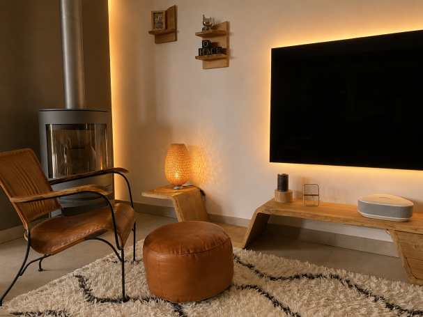 Meuble TV Curvus en chêne massif aux formes courbées